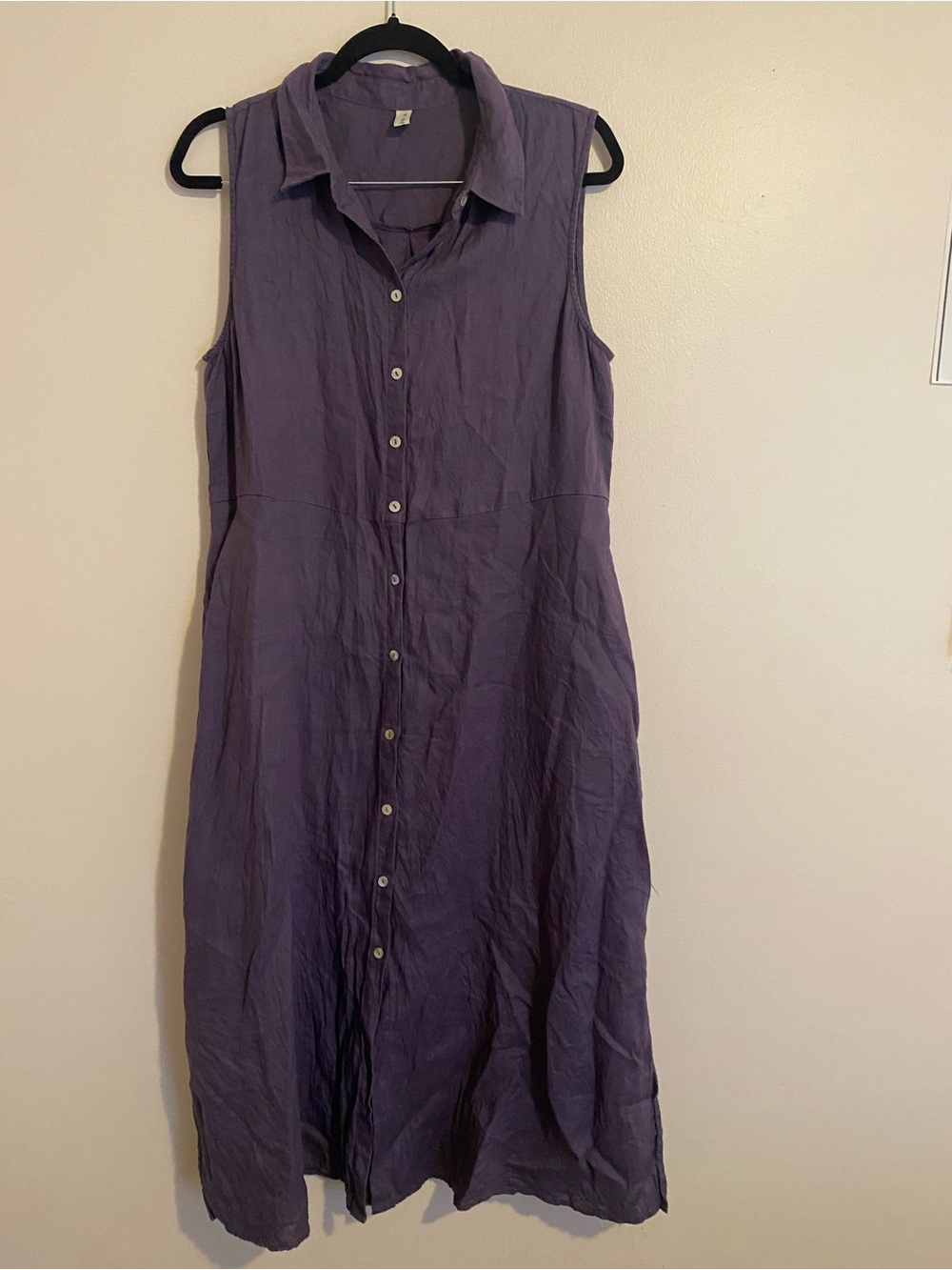 Sleeveless Collared Purple Maxi Button-Front Dress